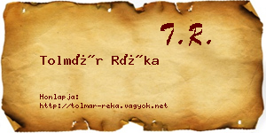Tolmár Réka névjegykártya